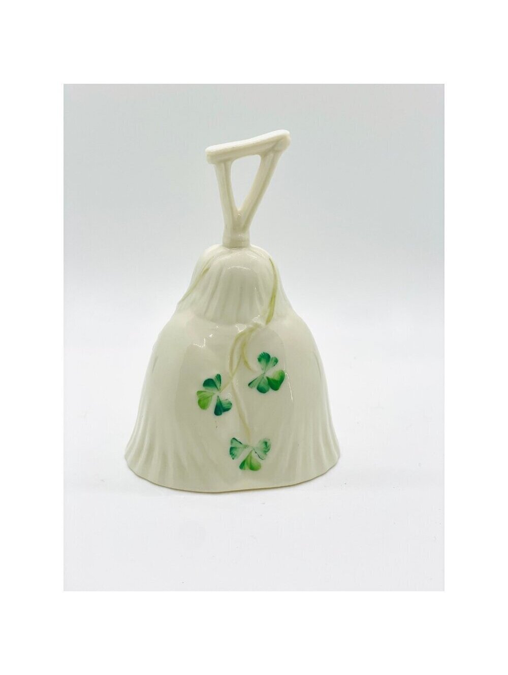 Vintage Belleek Shamrock Harp Bell, Irish Porcelain Bell, 7th Mark 1980-1993